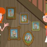 An animated image of a woman and a teenage girl with red hair standing near a stairwell.
