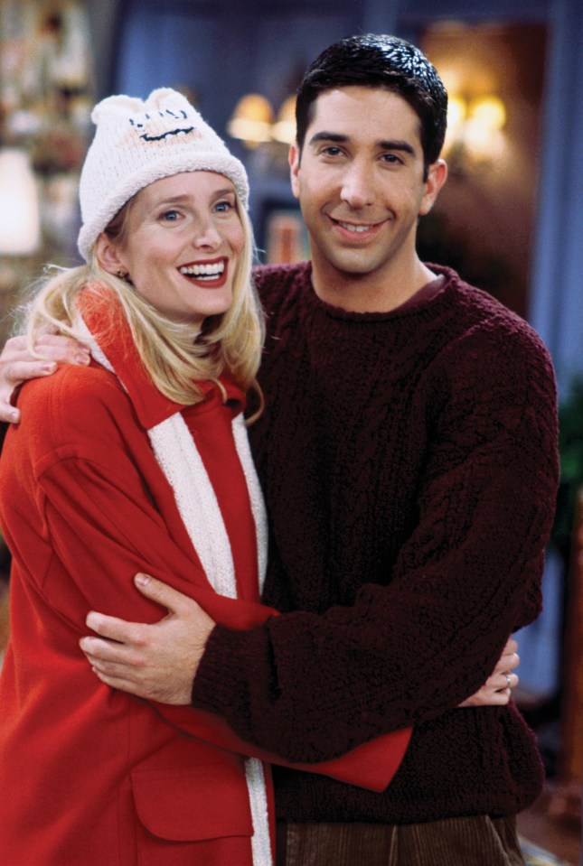 Jane Sibbett and David Schwimmer in a Friends scene.