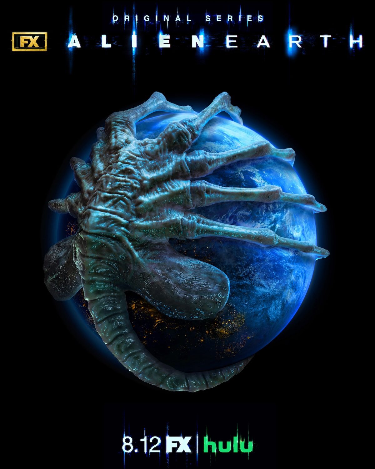 Poster of a facehugger covering all of Earth for Alien: Earth