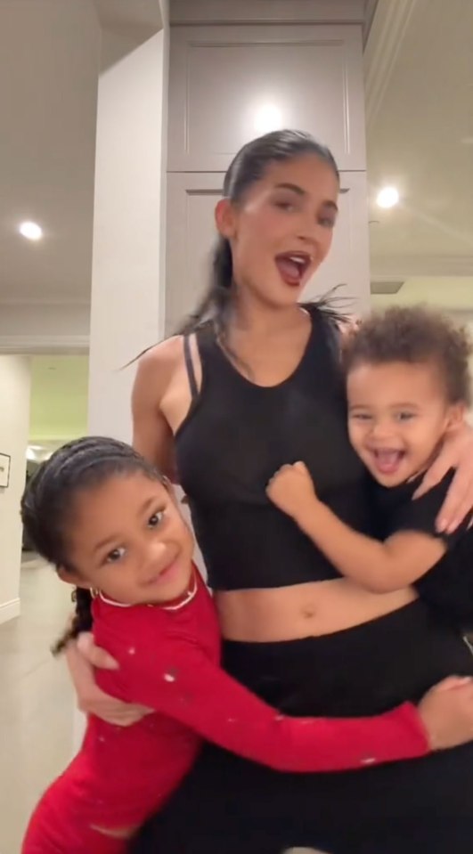 Kylie Jenner with her children, Stormi and Aire.