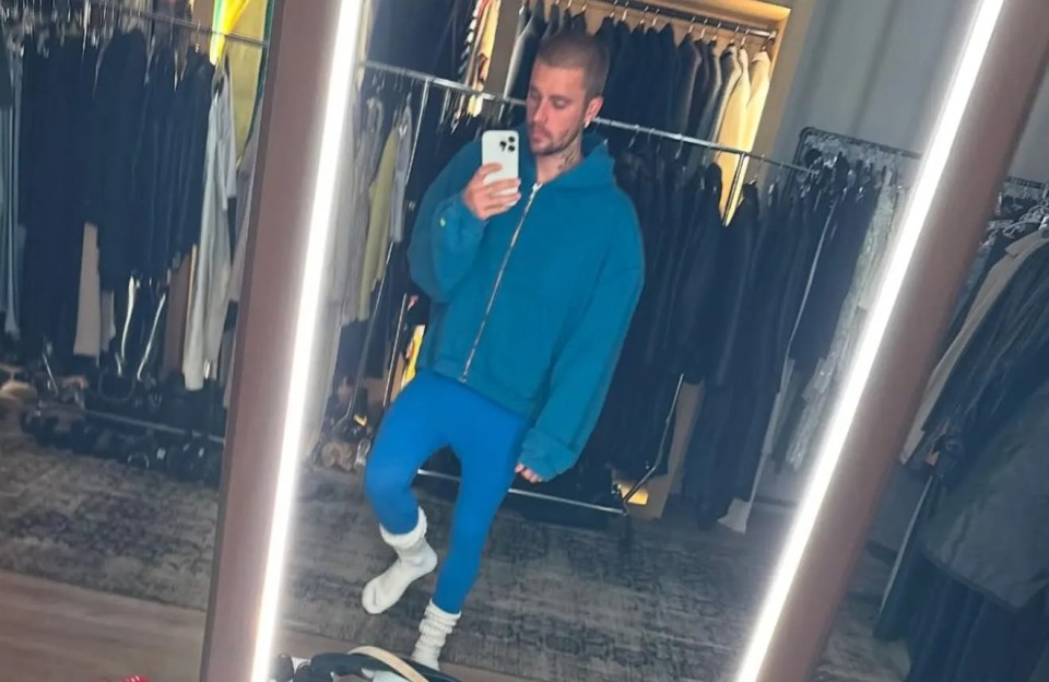 Justin Bieber taking a selfie in his closet.