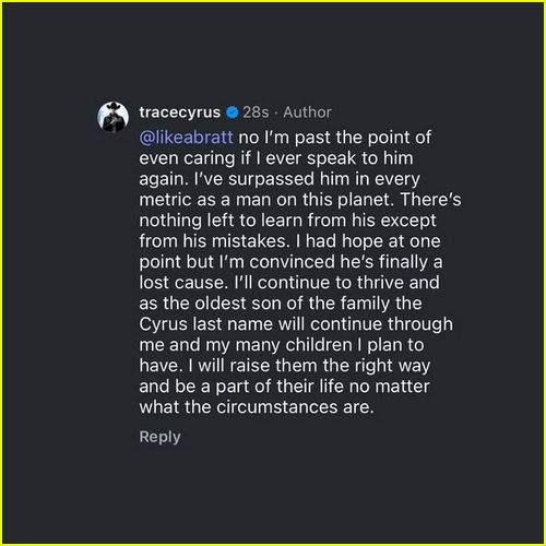 Trace Cyrus Instagram Post