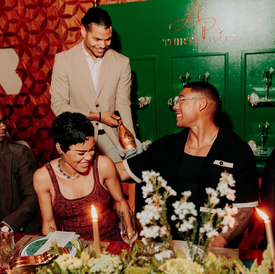 Aaron Pierre and Teyana Taylor at a birthday event.