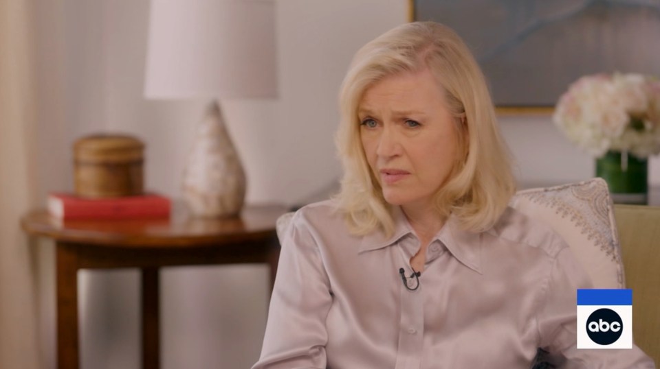 Screenshot of a woman in a light purple shirt being interviewed by ABC.