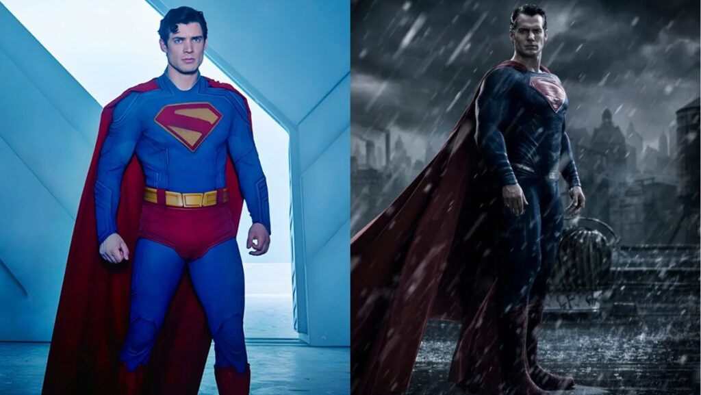 Left: Superman David Corenswet Right: Superman Henry Cavill.