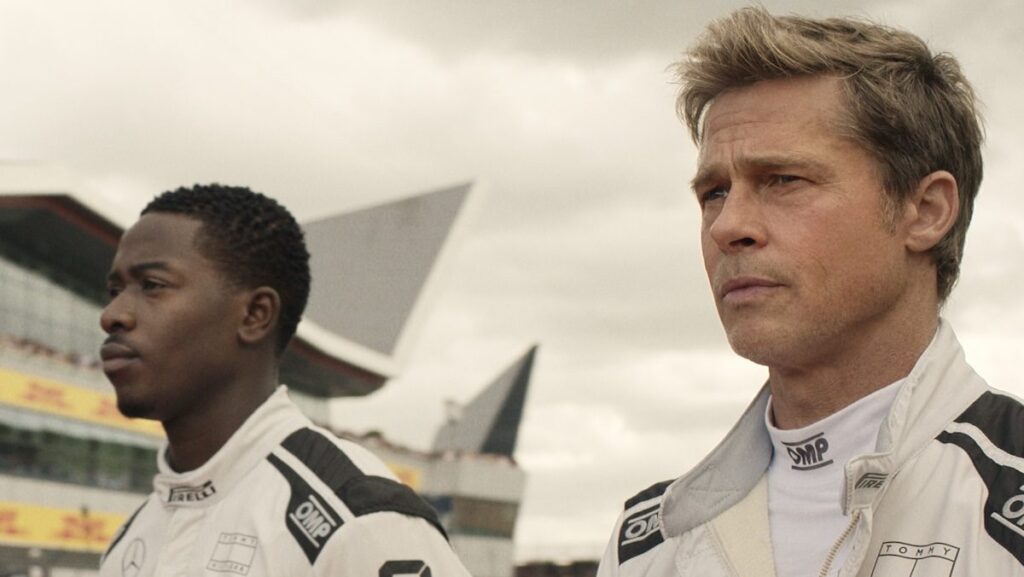 Sonny and James in their racing suits in F1