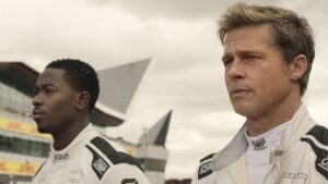 Sonny and James in their racing suits in F1