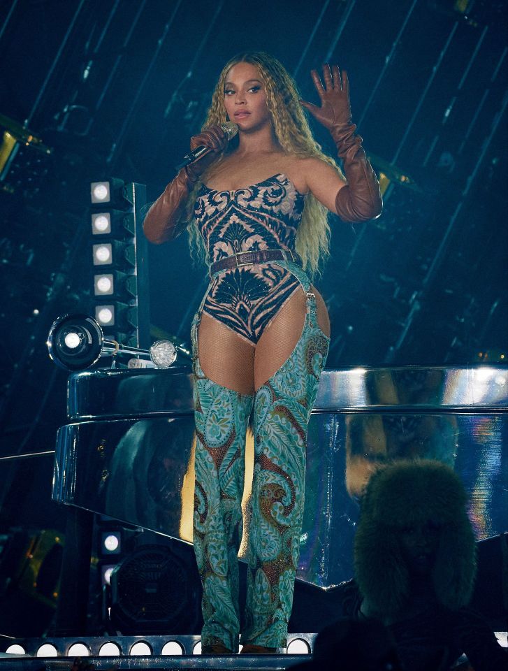 Beyoncé performing on stage.