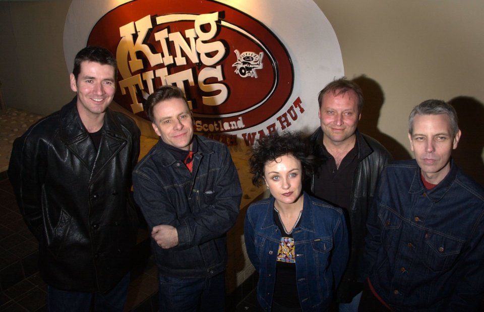 Deacon Blue band members outside King Tuts Wah Wah Hut.