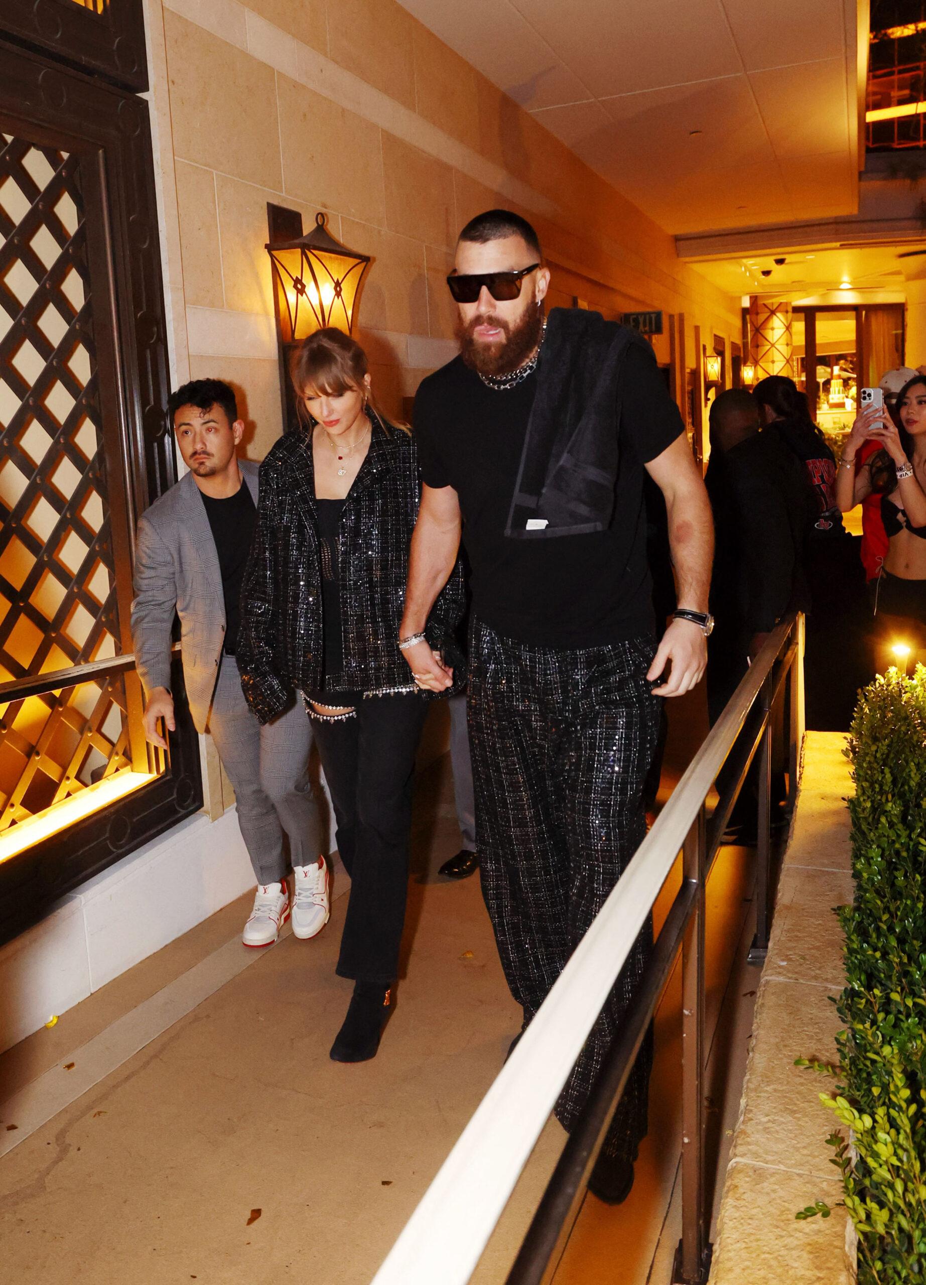 Taylor Swift and Travis Kelce celebrate Kansas City Chiefs Super Bowl win at XS Nightclub at Wynn Las Vegas