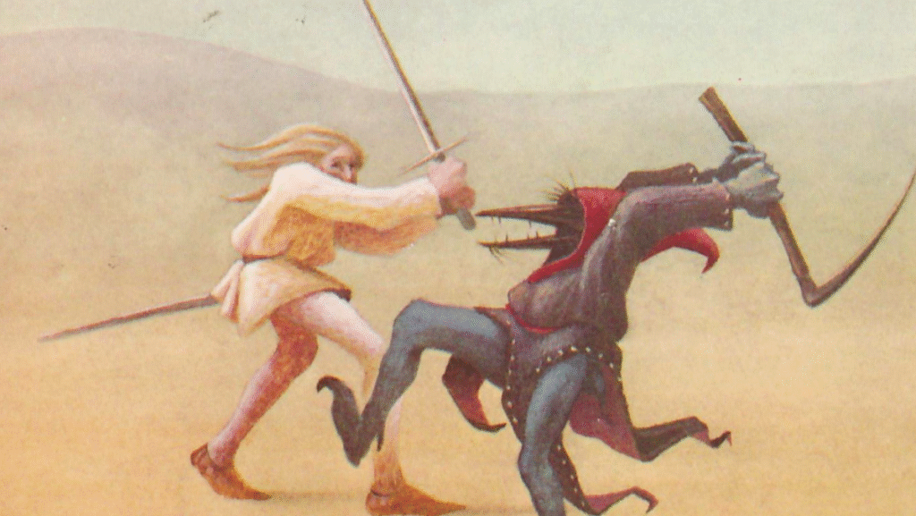 Cover image shows a battle between good and evil in Stephen King’s The Stand.