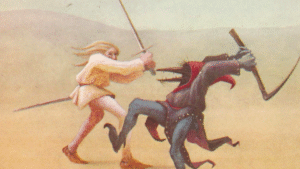 Cover image shows a battle between good and evil in Stephen King’s The Stand.