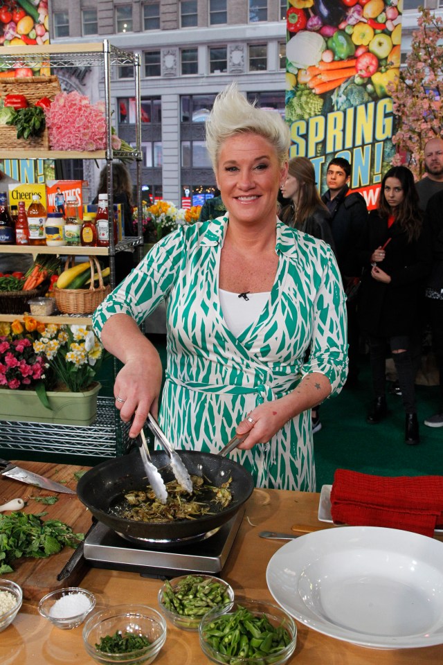 Chef Anne Burrell cooking on Good Morning America.