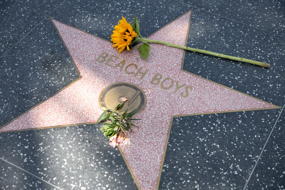 Flowers on the Beach Boys' Hollywood Walk of Fame star.