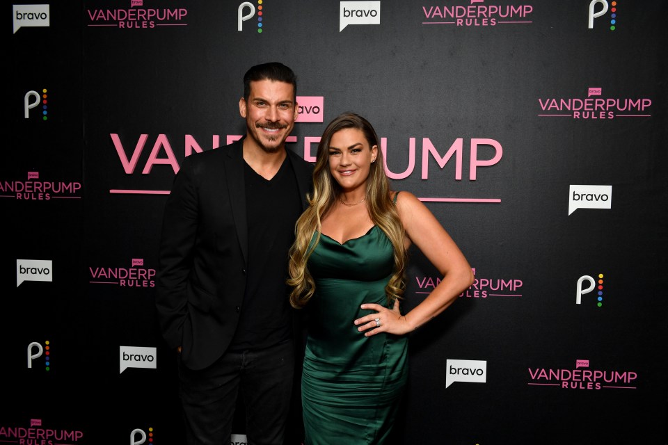 Jax Taylor and Brittany Cartwright at a Vanderpump Rules Season 10 Reunion watch party.