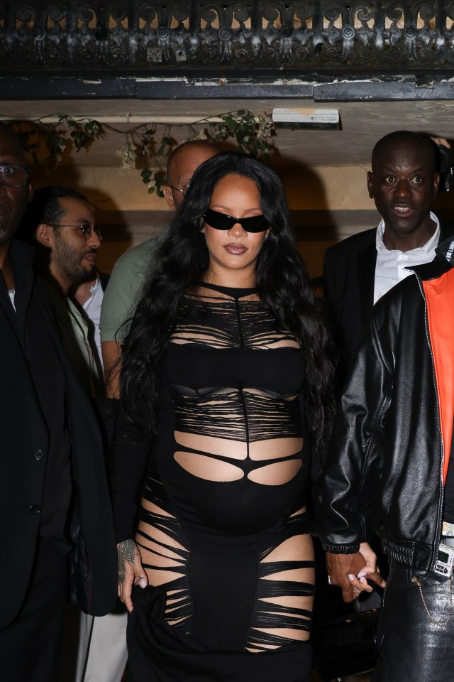 Rihanna and A$AP Rocky leaving a Paris nightclub.
