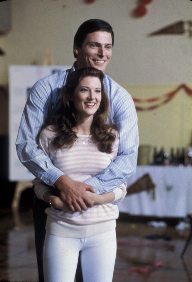 Christopher Reeve and Annette O'Toole embracing in a scene from Superman III.