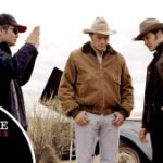 Director Ang Lee, Heath Ledger and Jake Gyllenhaal on the set of the movie Brokeback Mountain