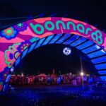 Bonnaroo Music & Arts Festival archway at night.