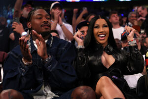 Stefon Diggs and Cardi B attend Boston Celtics v New York Knicks - Game Four