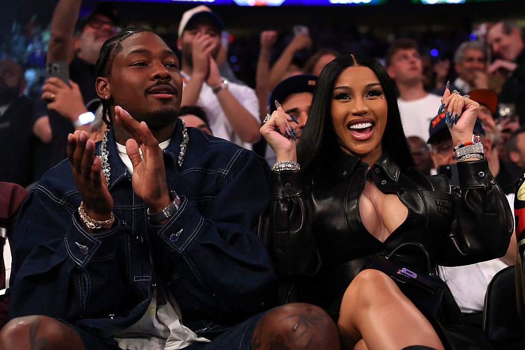 Stefon Diggs and Cardi B attend Boston Celtics v New York Knicks - Game Four