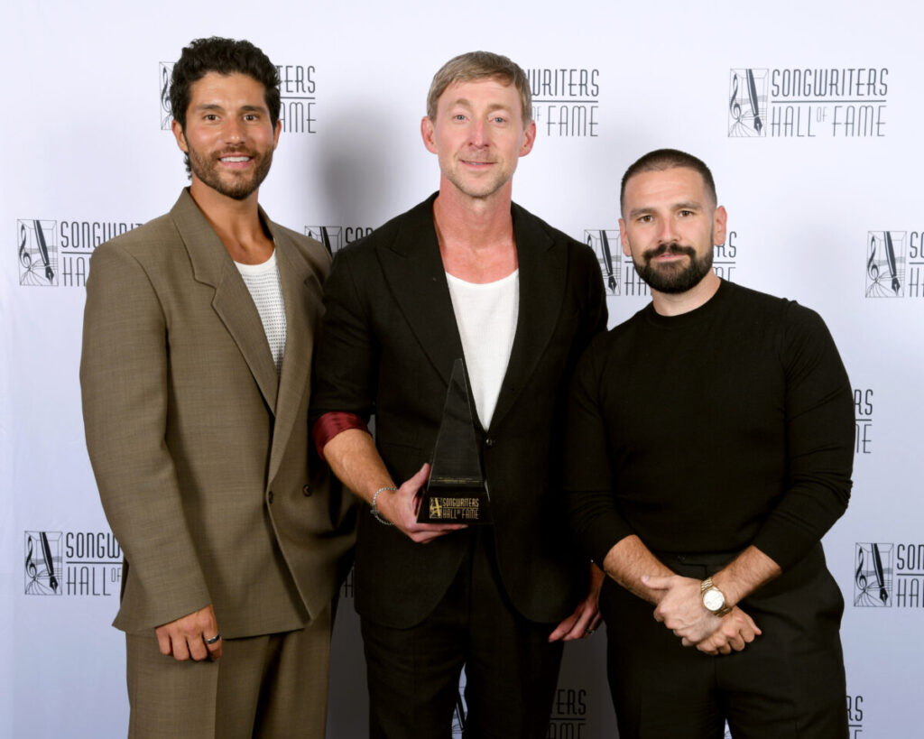 Dan Smyers, Ashley Gorley and Shay Mooney at the 2025 Songwriters Hall of Fame
