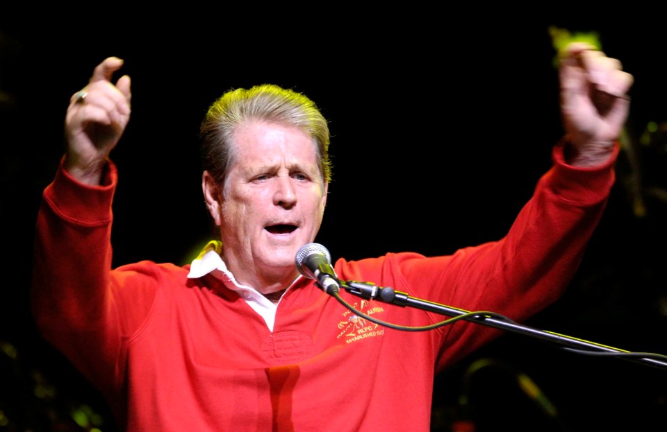 Brian Wilson performing on stage.