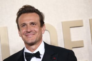 Jason Segel at the 81st Golden Globe Awards on Jan. 7, 2024, perhaps right before meeting Scorsese.