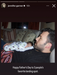 Garner posted a sweet photo of Affleck holding one of the couple's children as a newborn.