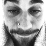 Black and white selfie of Justin Bieber.