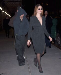 Justin Bieber and Hailey Bieber walking in New York City.