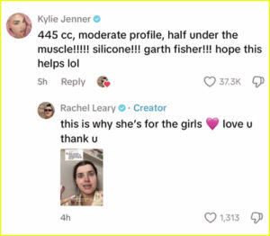 Kylie Jenner boob job comment
