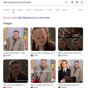 A Google result from searching ‘ellie im going to be a dad,’ in reference to a scene from The Last of Us season 2.