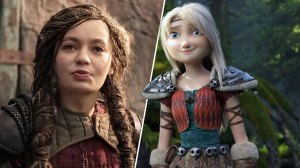 Nico Parker in 'How to Train Your Dragon' (L) and Astrid in animated version (R)