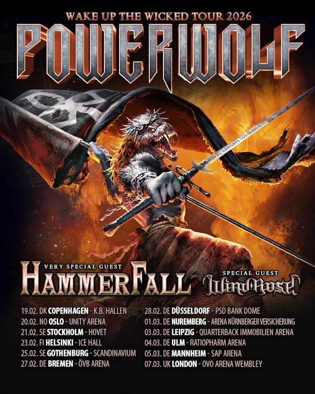 POWERWOLF Announces Massive February/March 2026 European Tour With HAMMERFALL And WIND ROSE