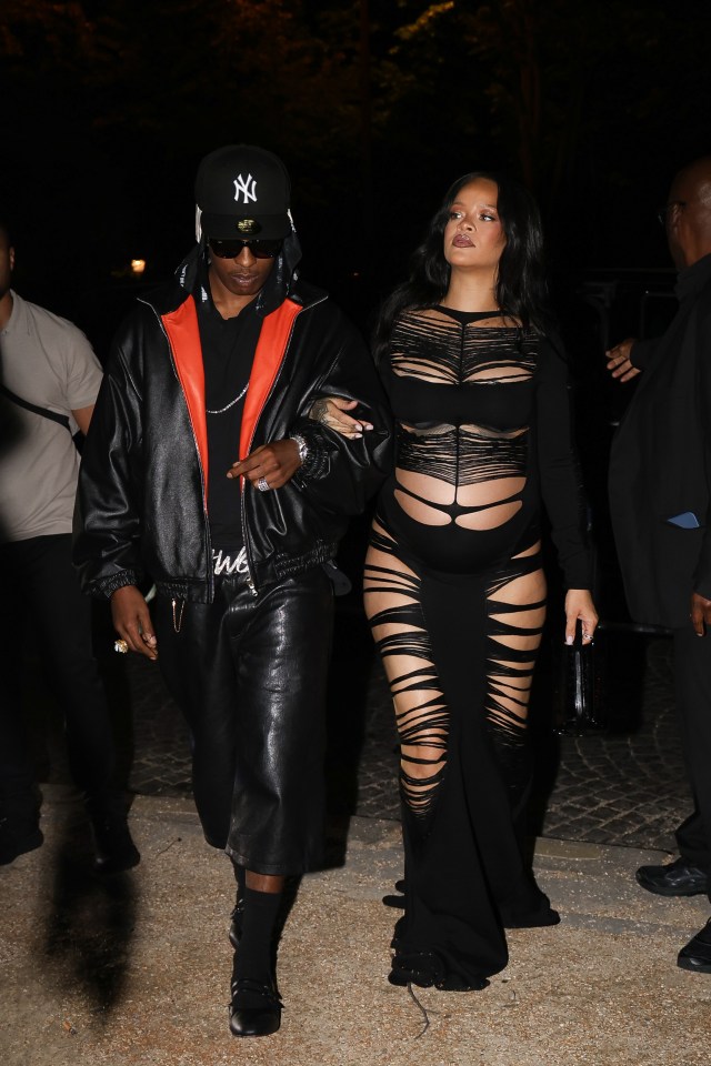 Rihanna and A$AP Rocky leaving a Paris nightclub.