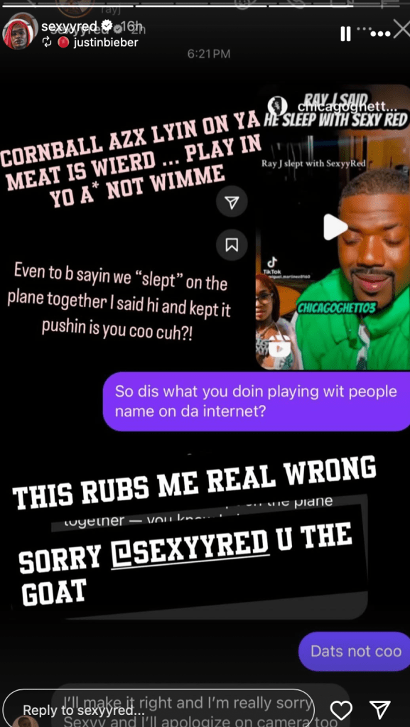 Sexyy Red, Ray J, Twitch, Slept, Instagram