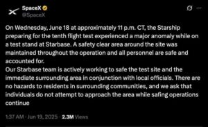 SpaceX comment after explosion