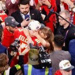 Travis Kelce and Taylor Swift celebrate Chiefs win
