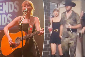 Taylor Swift performs at Travis Kelce's Tight Ends & Friends concert  in Nashville