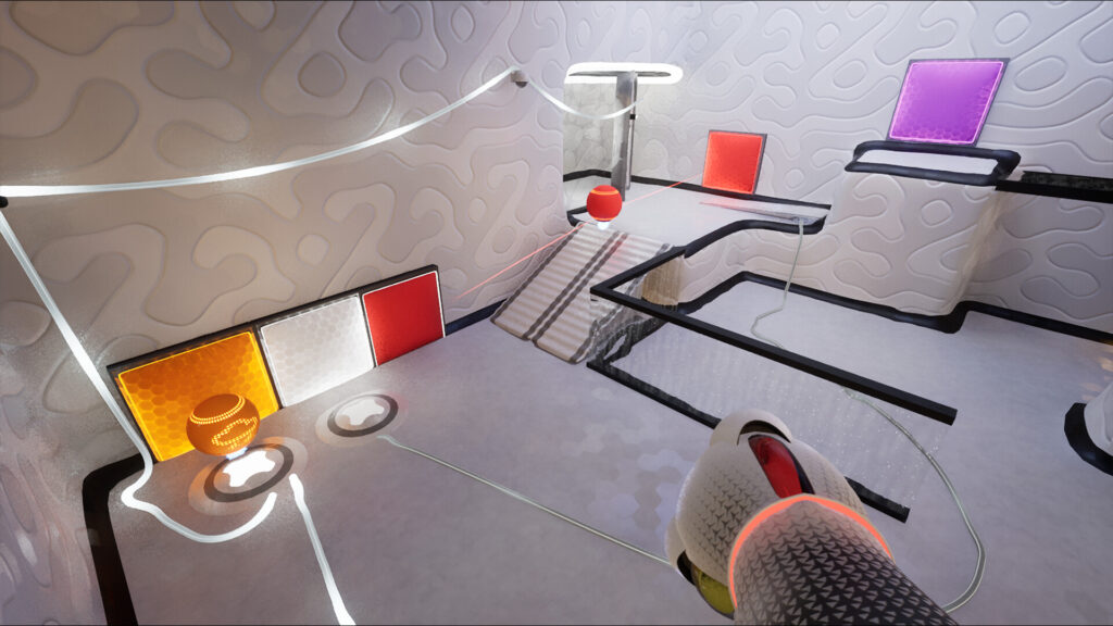 A screenshot from the video game ChromaGun 2: Dye Hard.