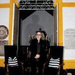 Tim Burton poses during a masterclass ahead the inauguration of the immersive experience 'Laberinto' at Panteon Dolores on June 24, 2025 in Mexico City, Mexico. (Photo by Medios y Media/Getty Images)