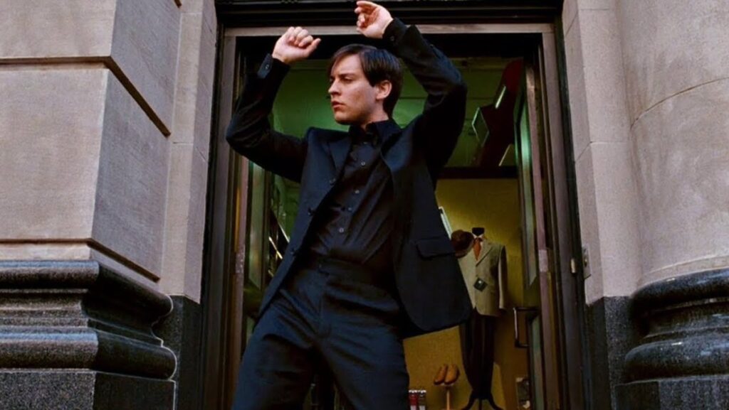 Tobey Maguire doing his emo dance from Spider-Man 3. Which non-mcu movies should you watch before No Way Home