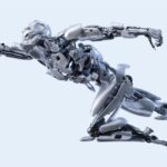 Futuristic-humanoid-robot-in-dynamic-flying-Superman-pose