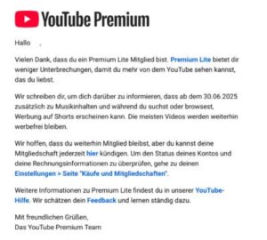 youtube premium lite is adding ads to shorts