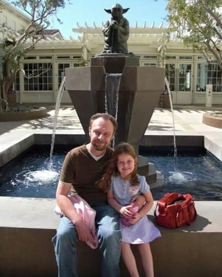 Cliff Ramshaw with his daughter when he worked at Industrial Light & Magic in California.