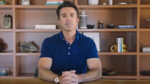 Rob McElhenney speaking to the camera.