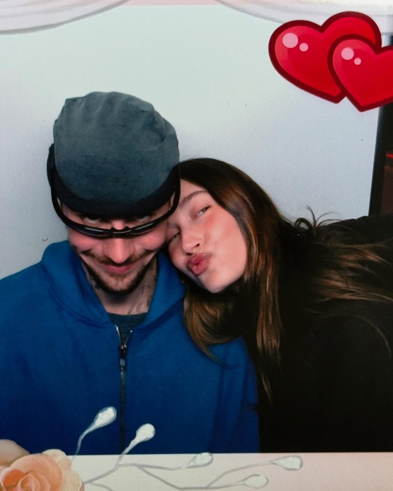 Justin and Hailey Bieber in a photo booth.