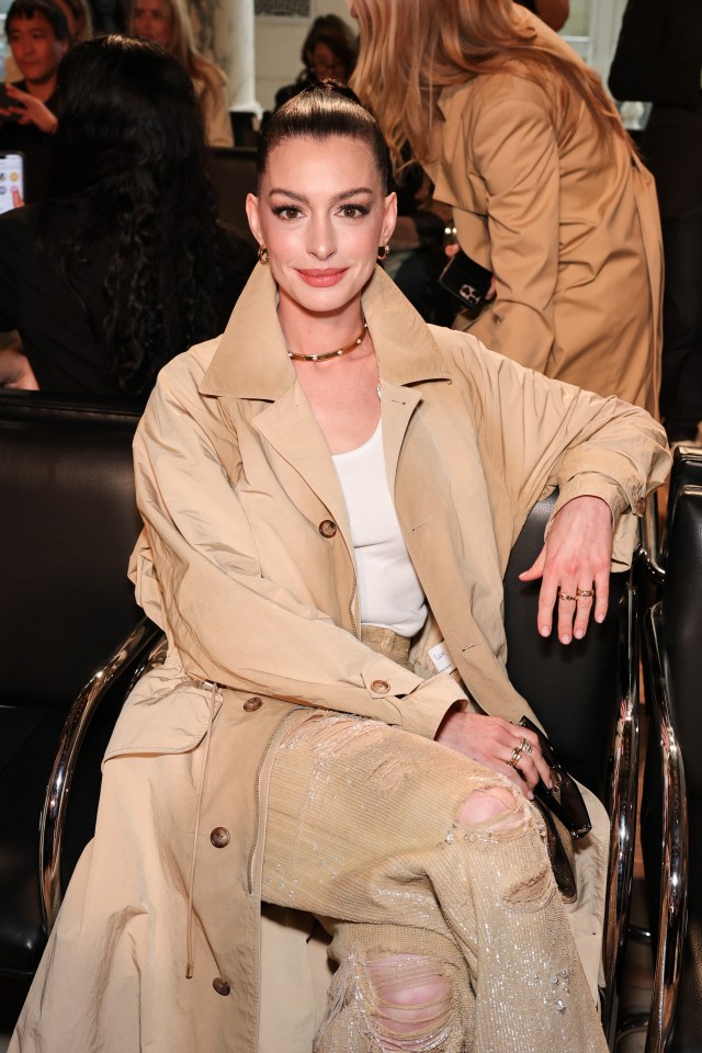 Anne Hathaway at the Ralph Lauren fashion show.