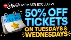 A banner promoting AMC Theaters 50% off sale